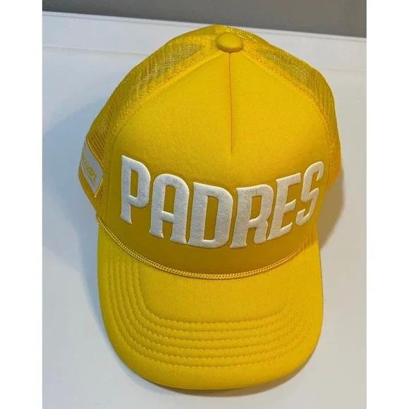 San Diego Padres Melon Wear Yellow Trucker Hat Sycuan Casino Snapback Cap - Picture 2 of 9